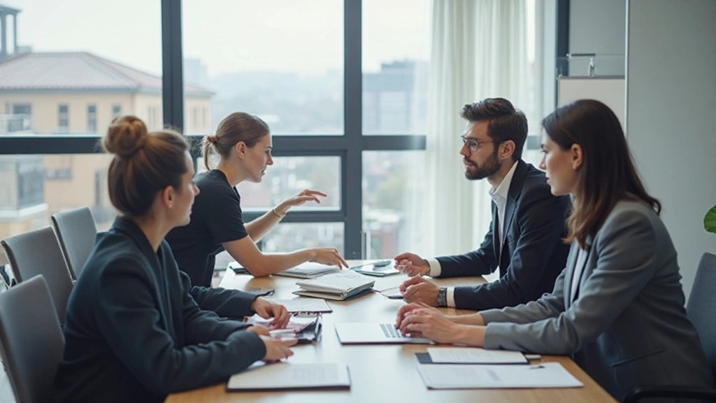 Команда сотрудников обсуждает оптимизацию бизнес-процессов на встрече